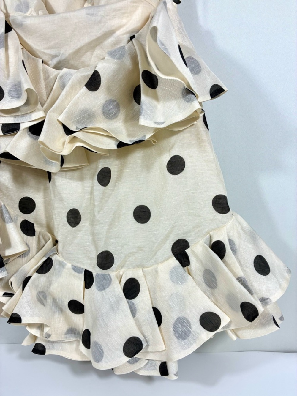 Zimmermann Crush Ruffle Halter Polka Dot Linen Silk Organza Mini Dress 4 US NWT - Picture 14 of 17